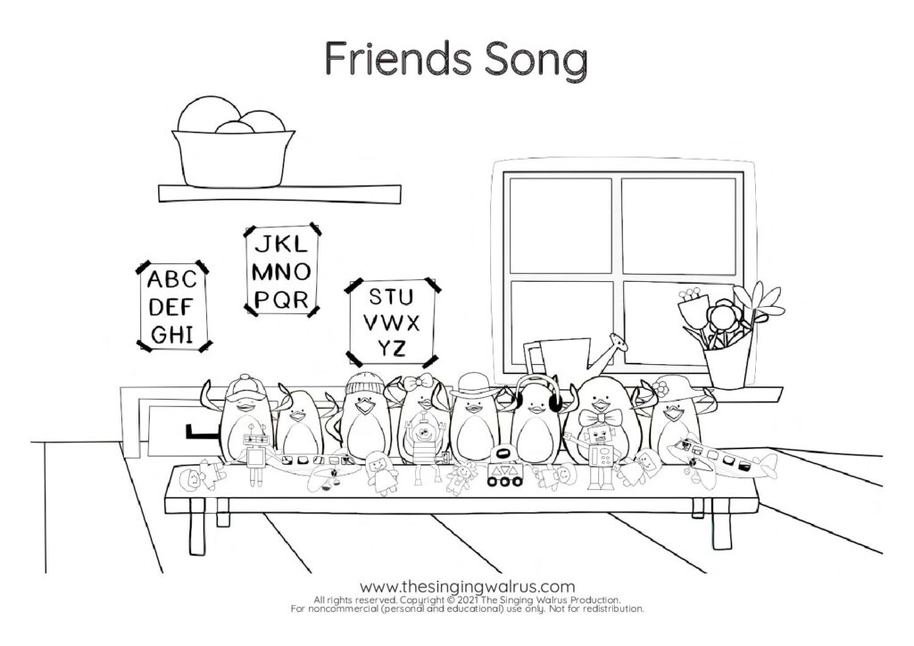 Friends coloring classroom