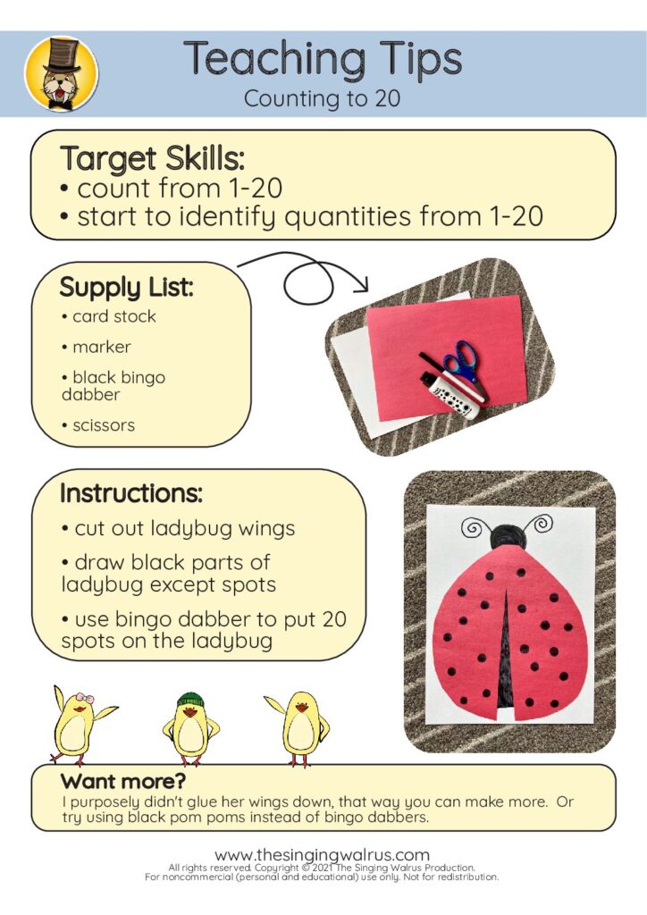 1-20 Lesson ladybug craft