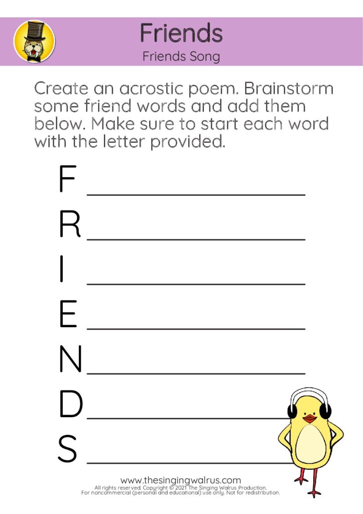 Friends Song poem 