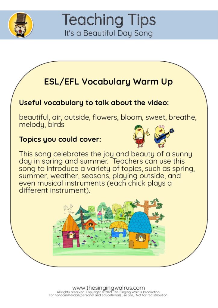 Beautiful Day teaching tips