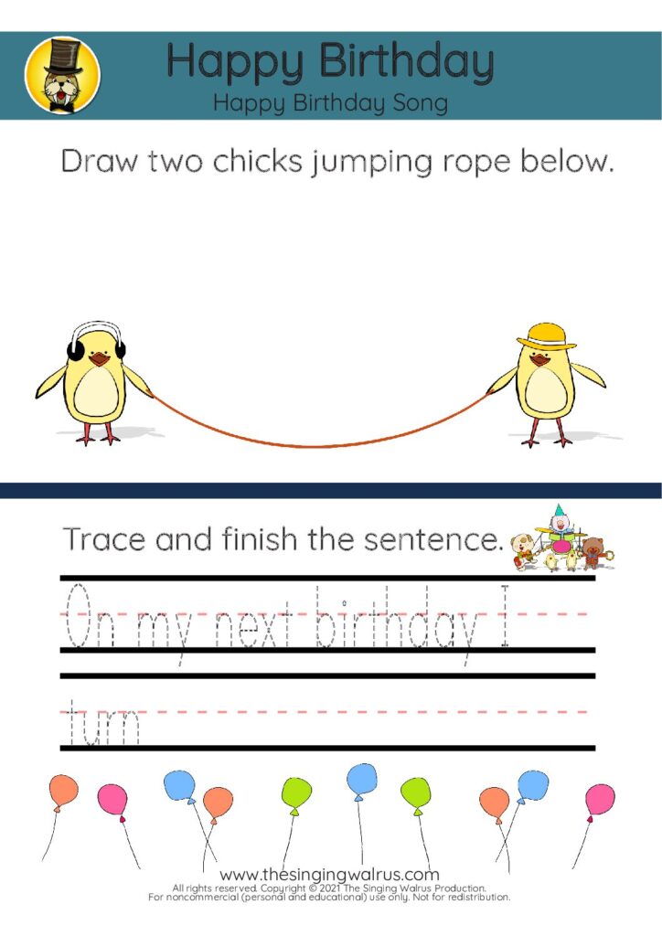 Happy Birthday draw chicks 