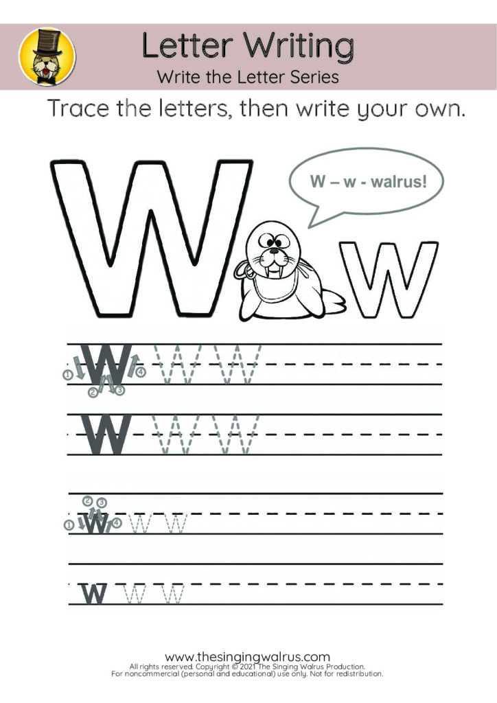 Write The Letter W The Singing Walrus