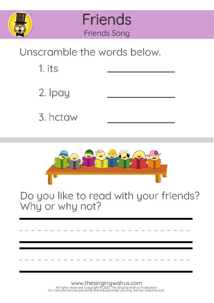 Friends Song unscramble 02 
