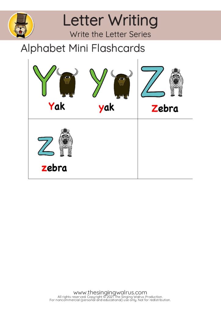Color Flashcards Y-Z 