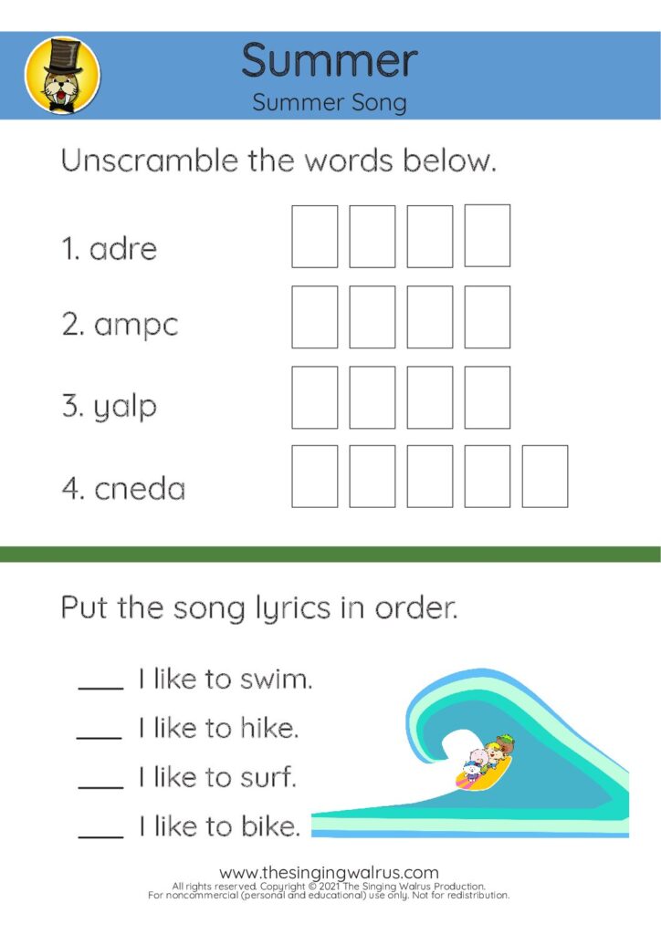 Summer Song unscramble 