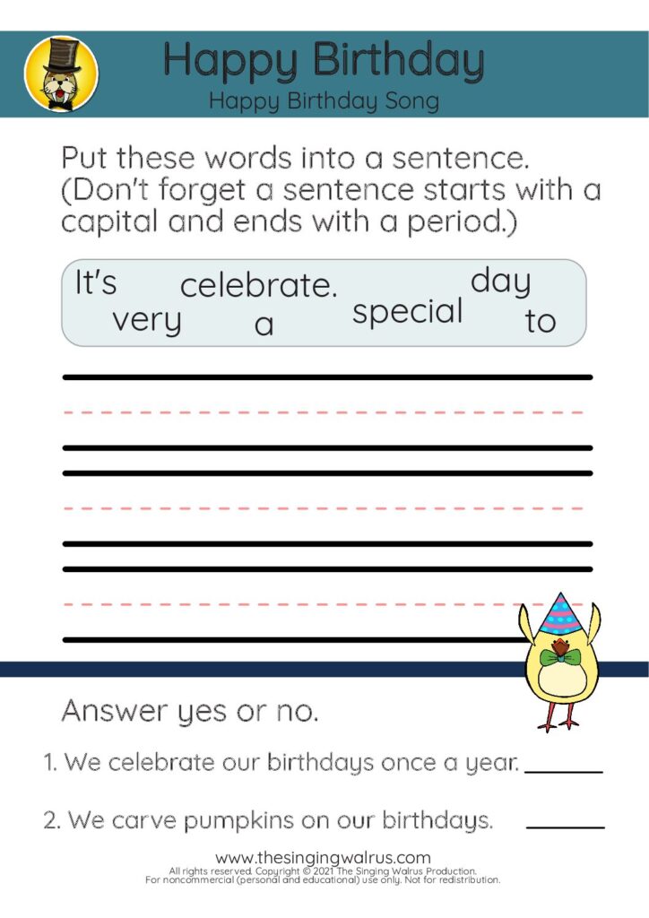 Happy Birthday sentence 