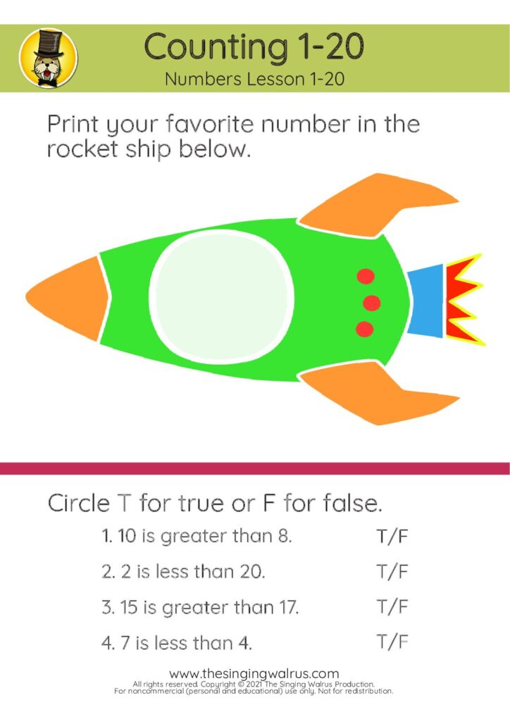 1-20 Lesson print 