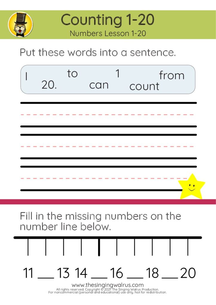 1-20 Lesson sentence 