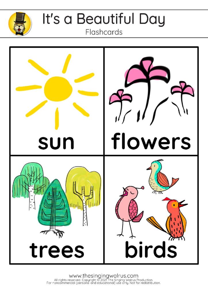 Beautiful Day Flashcards Images & Vocab