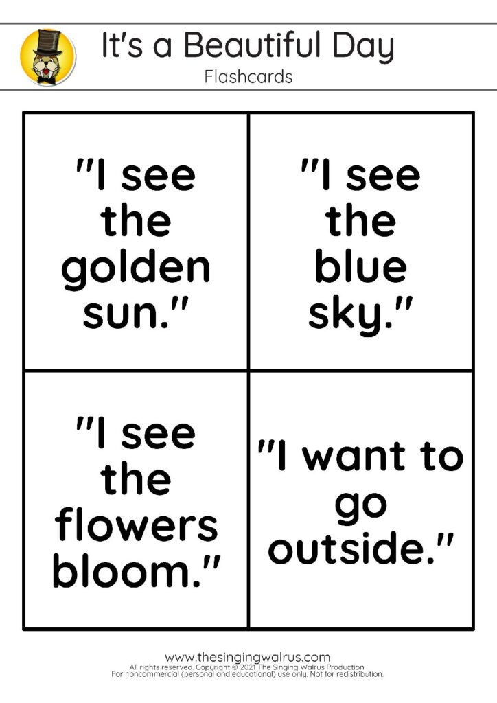 Beautiful Day Flashcards Phrases & Images