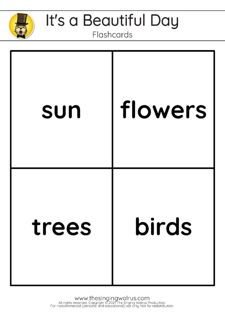 Beautiful Day Flashcards Vocab