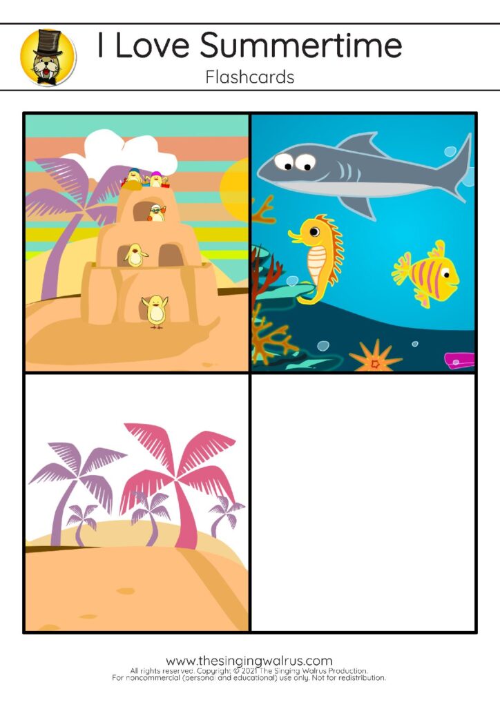 I Love Summertime Flashcards Images