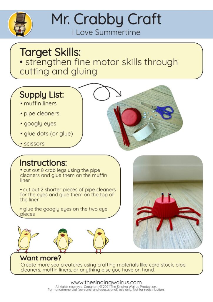 Summertime Mr Crabby craft 